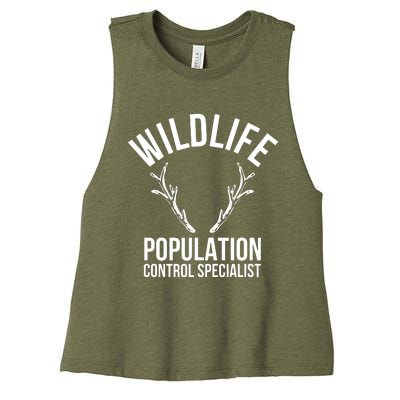 Wildlife Population Control Specialist Deer Hunting Women's Racerback Cropped Tank