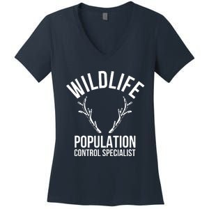 Wildlife Population Control Specialist Deer Hunting Women's V-Neck T-Shirt