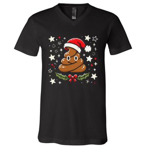 Women Pajamas Christmas Poop Xmas Funny Poop Gag Gift V-Neck T-Shirt