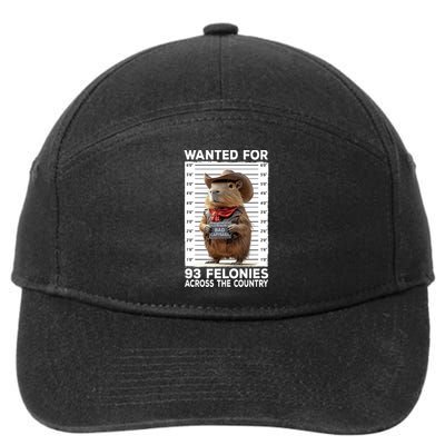 Wanted Poster Capybara Mugshot Funny Capybara 7-Panel Snapback Hat