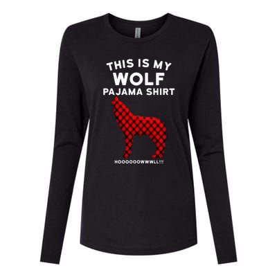 Wolf Pajama Cute Christmas Gift For Wolf Lovers Womens Cotton Relaxed Long Sleeve T-Shirt