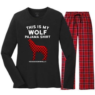 Wolf Pajama Cute Christmas Gift For Wolf Lovers Women's Long Sleeve Flannel Pajama Set 