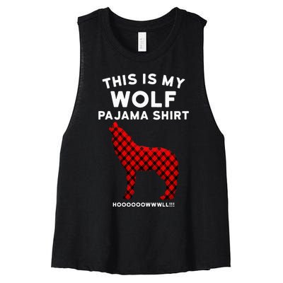 Wolf Pajama Cute Christmas Gift For Wolf Lovers Women's Racerback Cropped Tank