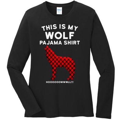 Wolf Pajama Cute Christmas Gift For Wolf Lovers Ladies Long Sleeve Shirt