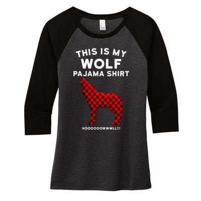 Wolf Pajama Cute Christmas Gift For Wolf Lovers Women's Tri-Blend 3/4-Sleeve Raglan Shirt