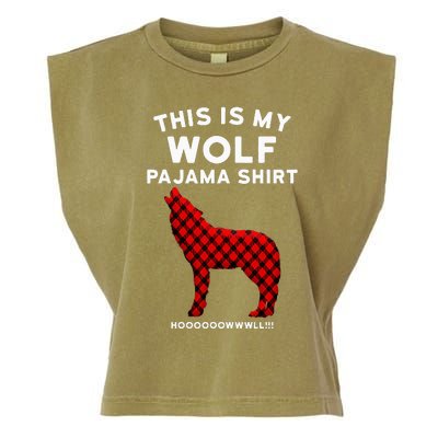 Wolf Pajama Cute Christmas Gift For Wolf Lovers Garment-Dyed Women's Muscle Tee