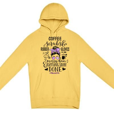 Womens Ph Cute Messy Bun Nurse Life Nursing Coffee Premium Pullover Hoodie