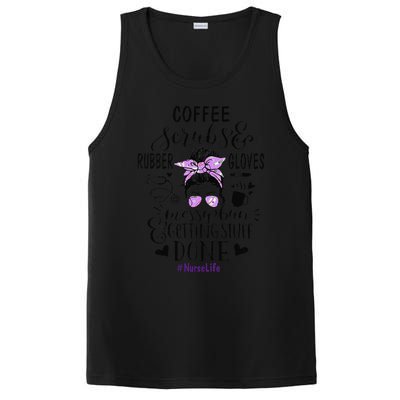 Womens Ph Cute Messy Bun Nurse Life Nursing Coffee PosiCharge Competitor Tank