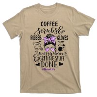 Womens Ph Cute Messy Bun Nurse Life Nursing Coffee T-Shirt