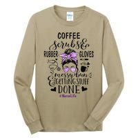 Womens Ph Cute Messy Bun Nurse Life Nursing Coffee Tall Long Sleeve T-Shirt