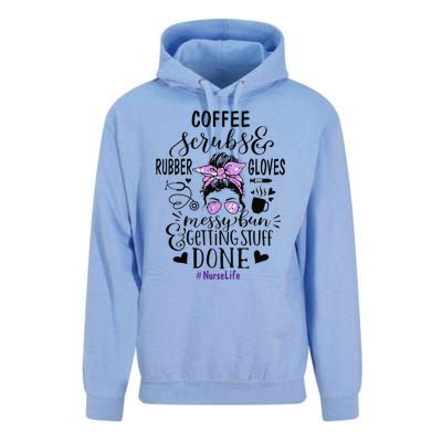 Womens Ph Cute Messy Bun Nurse Life Nursing Coffee Unisex Surf Hoodie