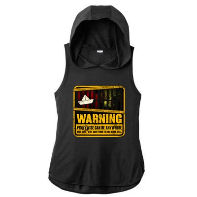 Warning Pennywise Can Be Anywhere Keep Safe Scary Horror Clown Halloween Ladies PosiCharge Tri-Blend Wicking Draft Hoodie Tank