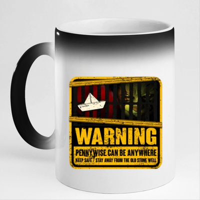 Warning Pennywise Can Be Anywhere Keep Safe Scary Horror Clown Halloween 11oz Black Color Changing Mug