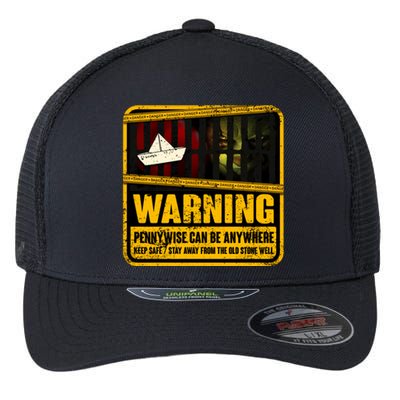 Warning Pennywise Can Be Anywhere Keep Safe Scary Horror Clown Halloween Flexfit Unipanel Trucker Cap