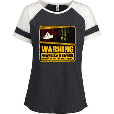 Warning Pennywise Can Be Anywhere Keep Safe Scary Horror Clown Halloween Enza Ladies Jersey Colorblock Tee