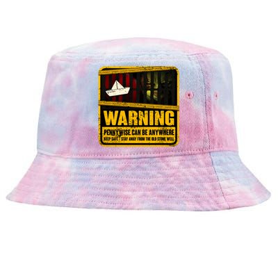 Warning Pennywise Can Be Anywhere Keep Safe Scary Horror Clown Halloween Tie-Dyed Bucket Hat