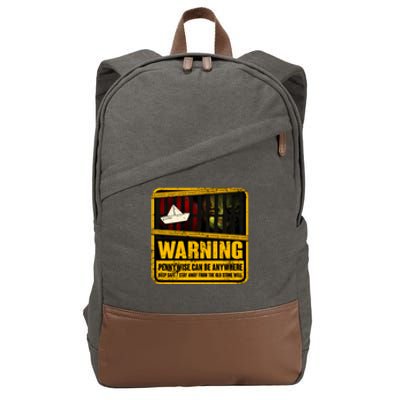 Warning Pennywise Can Be Anywhere Keep Safe Scary Horror Clown Halloween Cotton Canvas Backpack