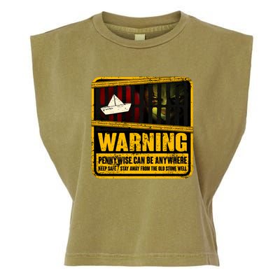 Warning Pennywise Can Be Anywhere Keep Safe Scary Horror Clown Halloween Garment-Dyed Women's Muscle Tee