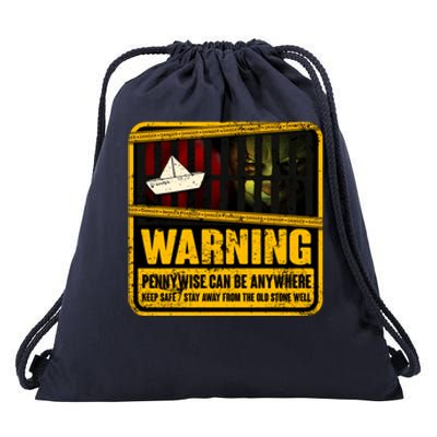 Warning Pennywise Can Be Anywhere Keep Safe Scary Horror Clown Halloween Drawstring Bag