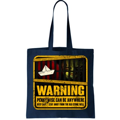 Warning Pennywise Can Be Anywhere Keep Safe Scary Horror Clown Halloween Tote Bag