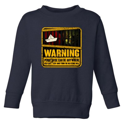 Warning Pennywise Can Be Anywhere Keep Safe Scary Horror Clown Halloween Toddler Sweatshirt