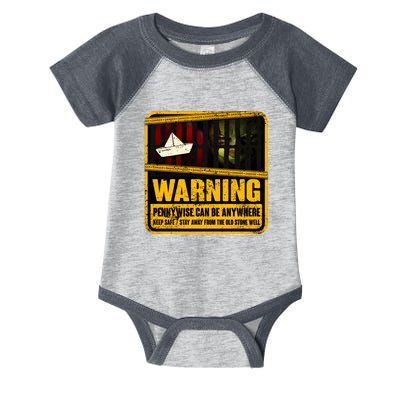 Warning Pennywise Can Be Anywhere Keep Safe Scary Horror Clown Halloween Infant Baby Jersey Bodysuit