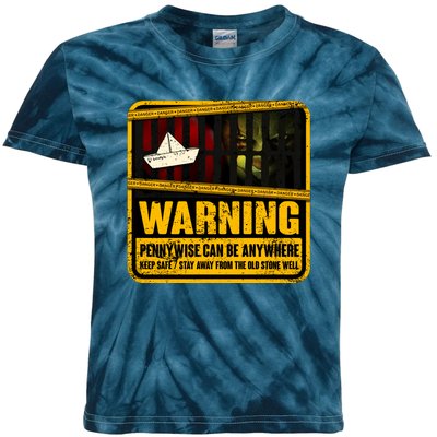 Warning Pennywise Can Be Anywhere Keep Safe Scary Horror Clown Halloween Kids Tie-Dye T-Shirt