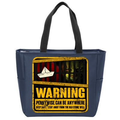 Warning Pennywise Can Be Anywhere Keep Safe Scary Horror Clown Halloween Zip Tote Bag