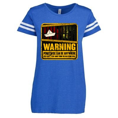 Warning Pennywise Can Be Anywhere Keep Safe Scary Horror Clown Halloween Enza Ladies Jersey Football T-Shirt