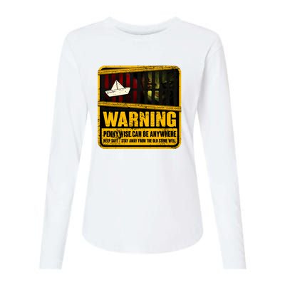 Warning Pennywise Can Be Anywhere Keep Safe Scary Horror Clown Halloween Womens Cotton Relaxed Long Sleeve T-Shirt