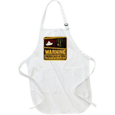 Warning Pennywise Can Be Anywhere Keep Safe Scary Horror Clown Halloween Full-Length Apron With Pockets