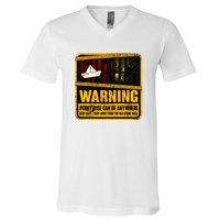 Warning Pennywise Can Be Anywhere Keep Safe Scary Horror Clown Halloween V-Neck T-Shirt