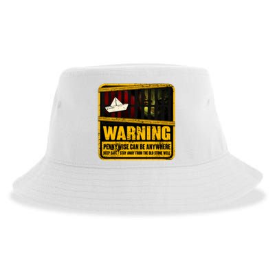 Warning Pennywise Can Be Anywhere Keep Safe Scary Horror Clown Halloween Sustainable Bucket Hat