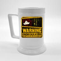 Warning Pennywise Can Be Anywhere Keep Safe Scary Horror Clown Halloween Beer Stein