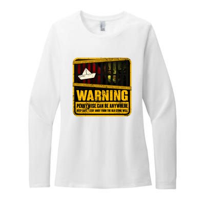 Warning Pennywise Can Be Anywhere Keep Safe Scary Horror Clown Halloween Womens CVC Long Sleeve Shirt