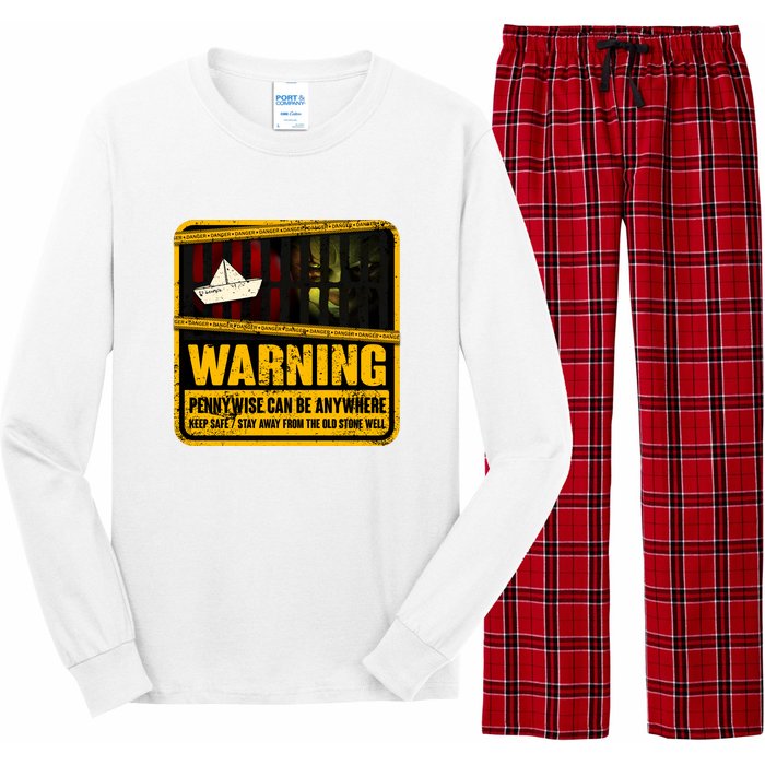 Warning Pennywise Can Be Anywhere Keep Safe Scary Horror Clown Halloween Long Sleeve Pajama Set