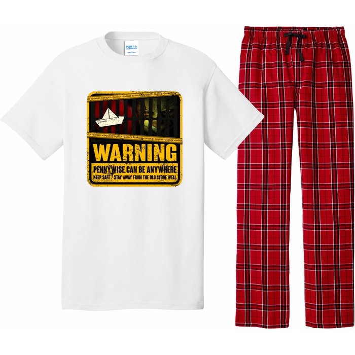 Warning Pennywise Can Be Anywhere Keep Safe Scary Horror Clown Halloween Pajama Set