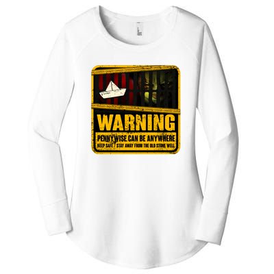 Warning Pennywise Can Be Anywhere Keep Safe Scary Horror Clown Halloween Women's Perfect Tri Tunic Long Sleeve Shirt