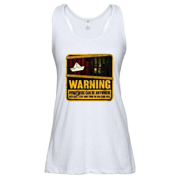 Warning Pennywise Can Be Anywhere Keep Safe Scary Horror Clown Halloween Ladies Essential Flowy Tank