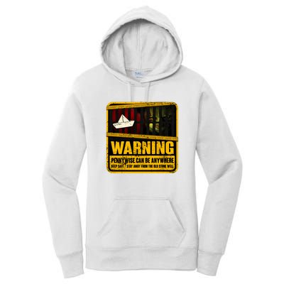 Warning Pennywise Can Be Anywhere Keep Safe Scary Horror Clown Halloween Women's Pullover Hoodie