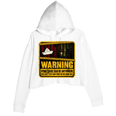 Warning Pennywise Can Be Anywhere Keep Safe Scary Horror Clown Halloween Crop Fleece Hoodie