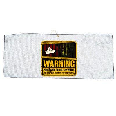 Warning Pennywise Can Be Anywhere Keep Safe Scary Horror Clown Halloween Large Microfiber Waffle Golf Towel