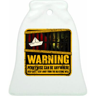 Warning Pennywise Can Be Anywhere Keep Safe Scary Horror Clown Halloween Ceramic Bell Ornament