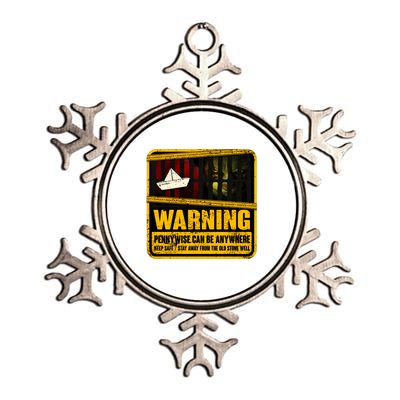 Warning Pennywise Can Be Anywhere Keep Safe Scary Horror Clown Halloween Metallic Star Ornament