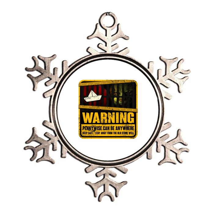 Warning Pennywise Can Be Anywhere Keep Safe Scary Horror Clown Halloween Metallic Star Ornament