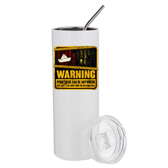 Warning Pennywise Can Be Anywhere Keep Safe Scary Horror Clown Halloween Stainless Steel Tumbler