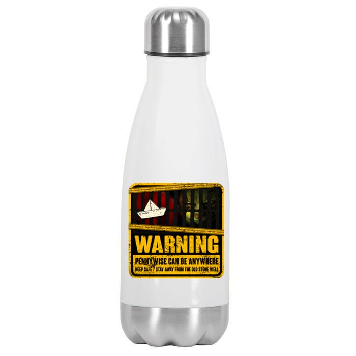 Warning Pennywise Can Be Anywhere Keep Safe Scary Horror Clown Halloween Stainless Steel Insulated Water Bottle