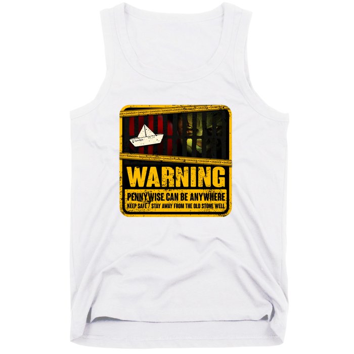 Warning Pennywise Can Be Anywhere Keep Safe Scary Horror Clown Halloween Tank Top