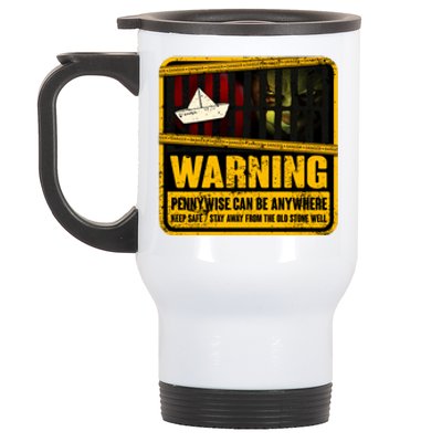 Warning Pennywise Can Be Anywhere Keep Safe Scary Horror Clown Halloween Stainless Steel Travel Mug