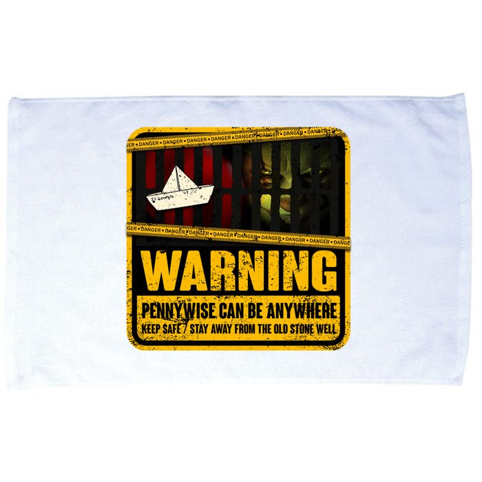 Warning Pennywise Can Be Anywhere Keep Safe Scary Horror Clown Halloween Microfiber Hand Towel